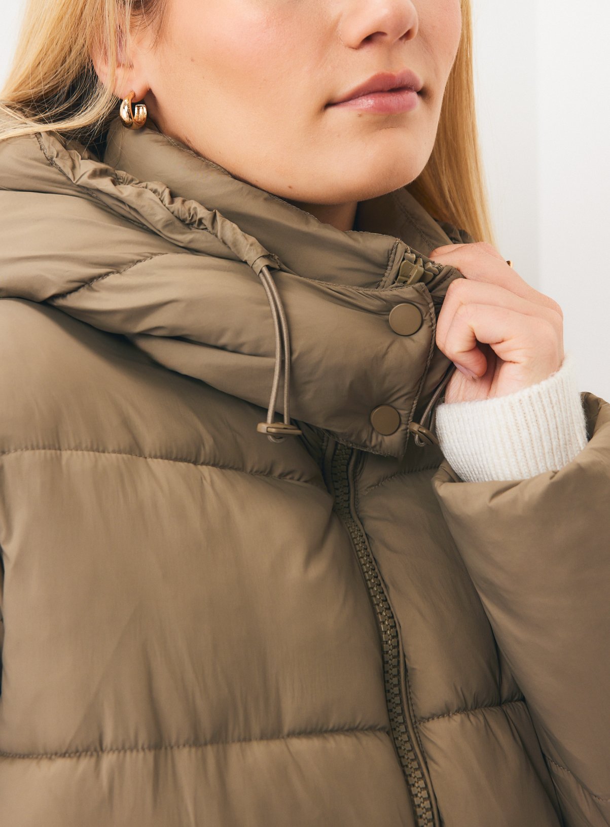 Light Green Side Popper Padded Jacket S - Image 3 thumbnail